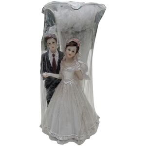 Vintage Wedding Cake Topper with Vase 10 Inches
